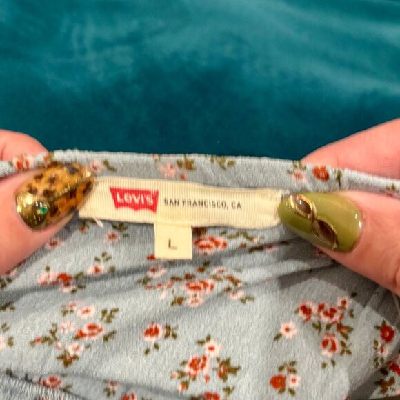Levi's - Yara Crepe Dress - Blue Floral Pattern - Size: L - Picture 4 of 6